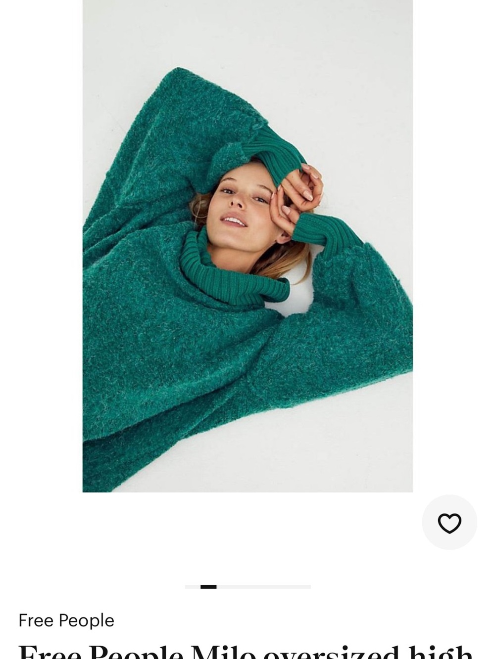 Free People Milo Green Oversized Turtleneck Sweater